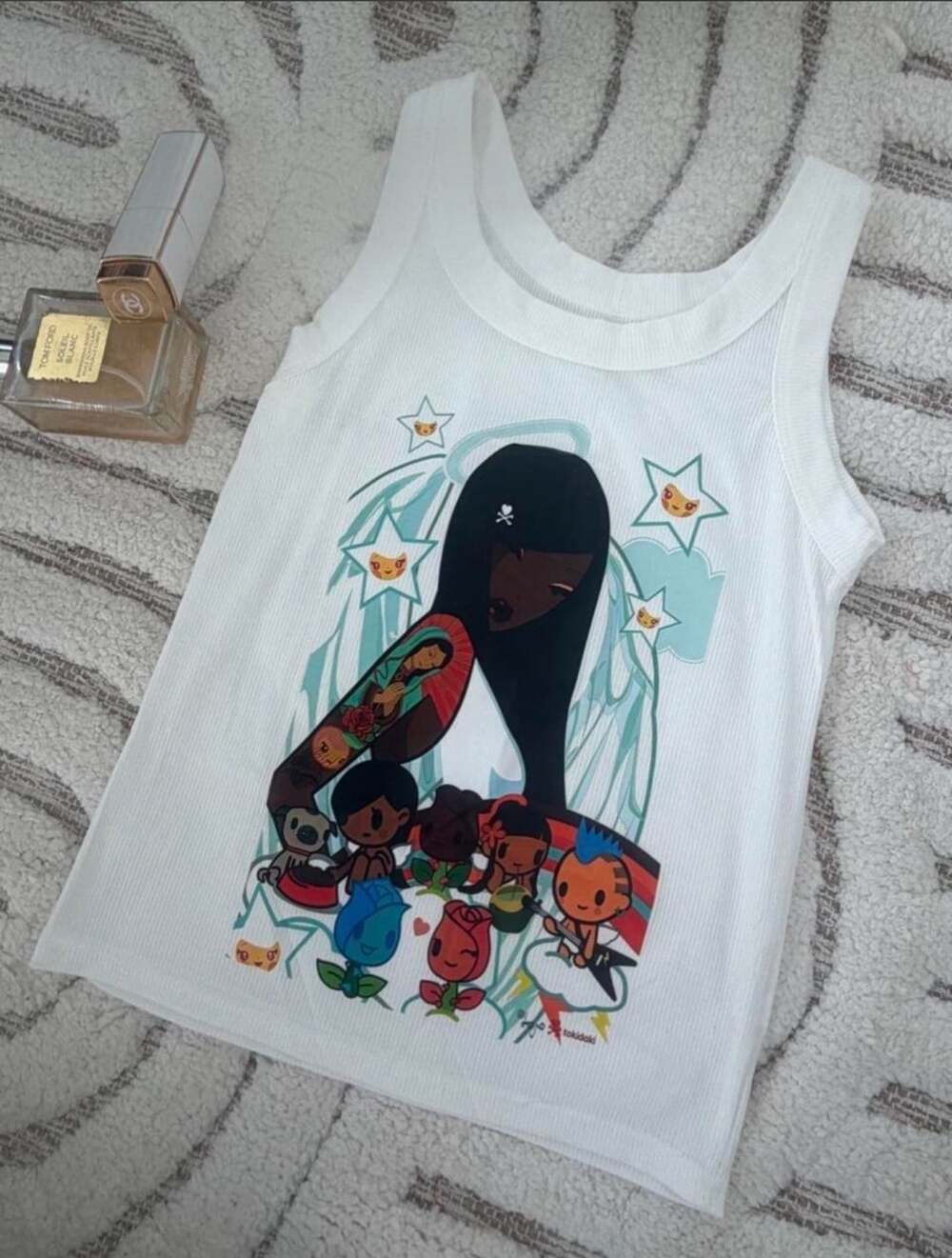 Tokidoki Y2K Angelcore Ribbed Graphic Tank Top